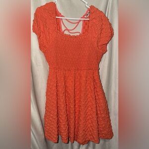 Willow & Root smocked textured Lace-Up Mini Dress